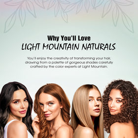 Light Mountain hair color kit with four included hair clips for styling