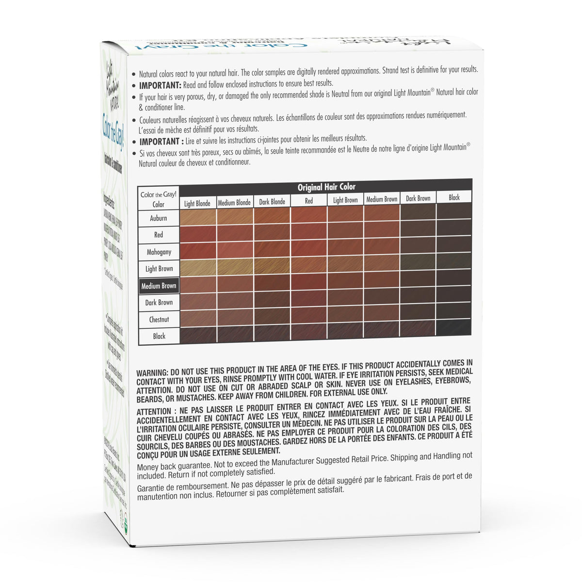 Light Mountain color release provides smooth, even results.