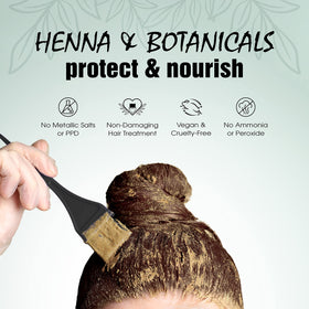 Light Mountain Henna organic botanicals highlight plant-based ingredients for color.