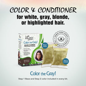 Light Mountain Henna Step 2 color powder for even color release.