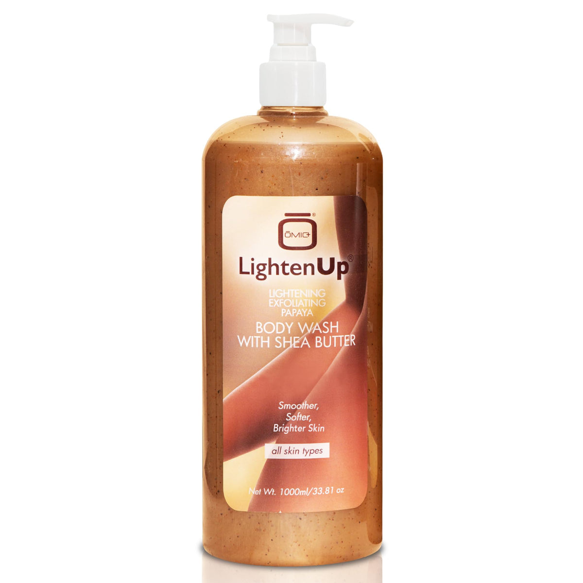 LightenUp exfoliating body wash bottle showing gentle exfoliation for refreshed skin