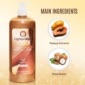 LightenUp exfoliating body wash foam-lather indicating rich cleansing