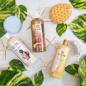 LightenUp exfoliating body wash natural formulation highlights skin-friendly ingredients