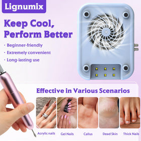 Lignumix compact dimensions allow professional nail work anywhere.