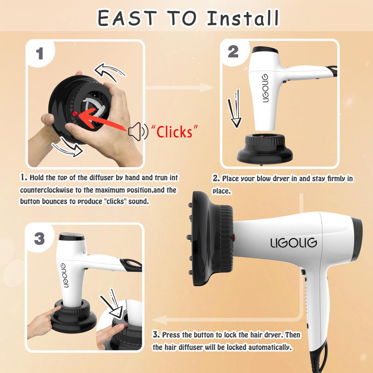 LIGOLIG ergonomic diffuser design with comfortable grip.
