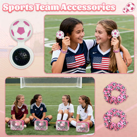 LIGOMEDA pink soccer gift set bracelets for bright, playful team accessories.