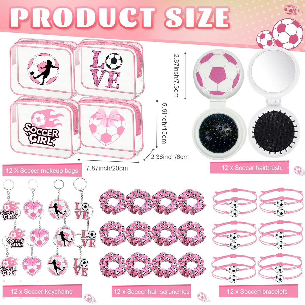 LIGOMEDA pink soccer gift set makeup bag featured for portable travel essentials.