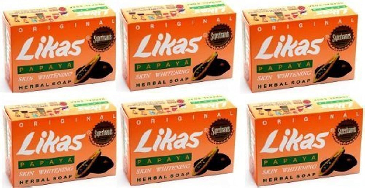 Likas Papaya Soaps collection showing six bars for daily cleansing and a tropical scent.