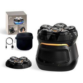 Likefun Electric Head Shaver with LED display shows battery level and shave settings.