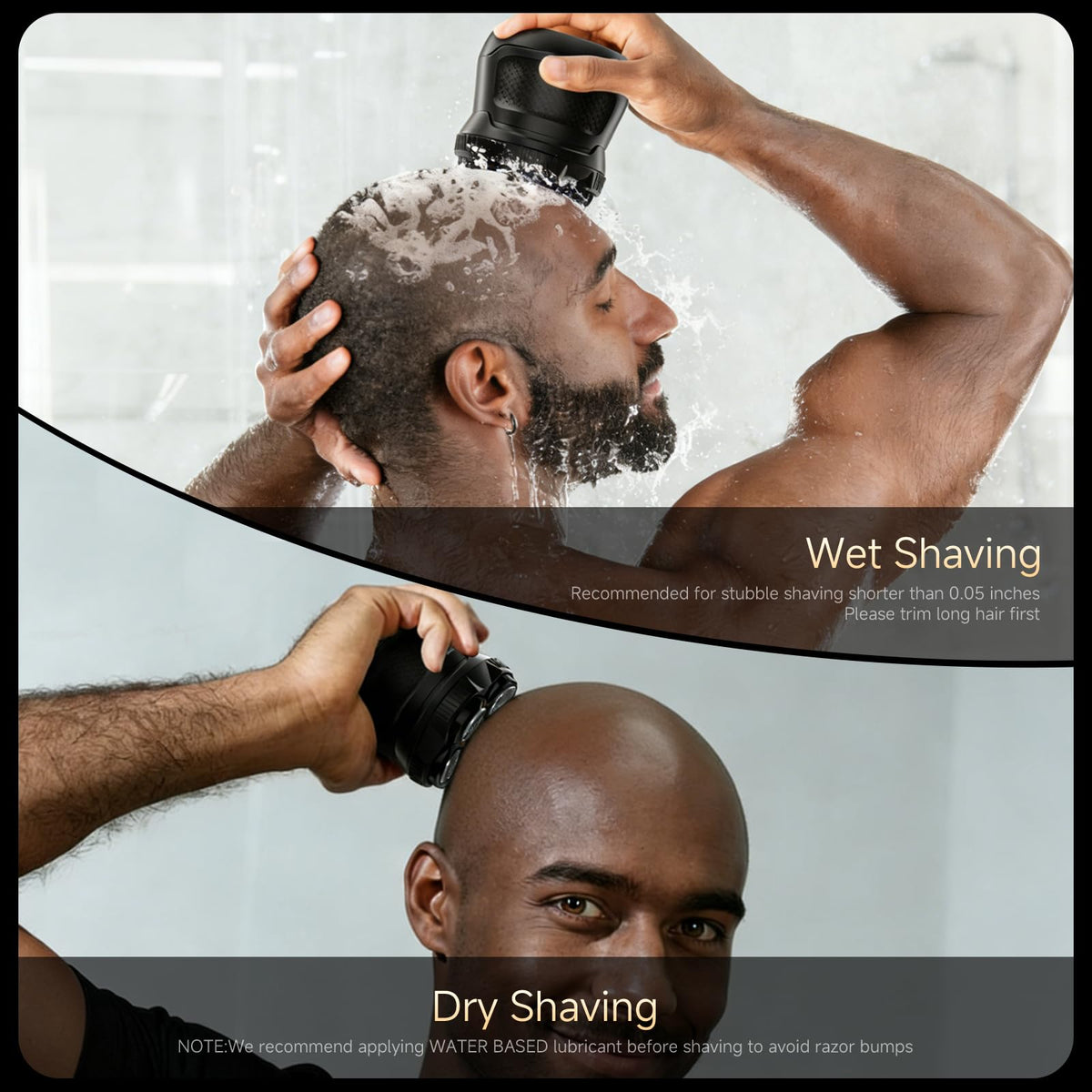 Likefun ergonomic non-slip grip for secure control during close shaves.