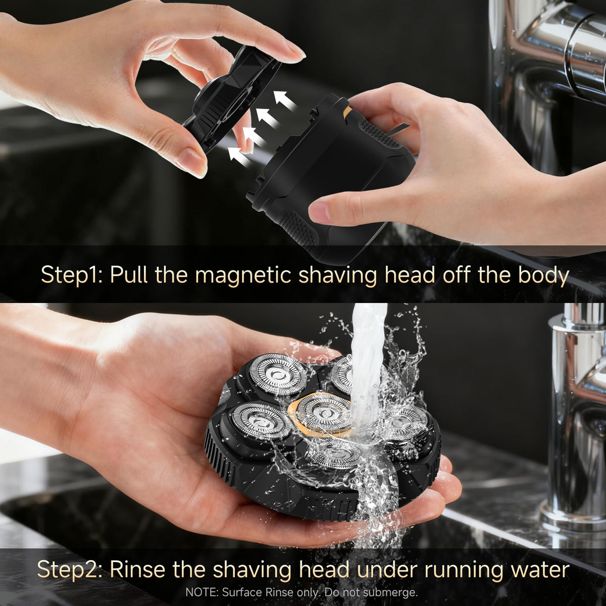 Likefun waterproof shaver supports wet or dry use for daily grooming in any setting.