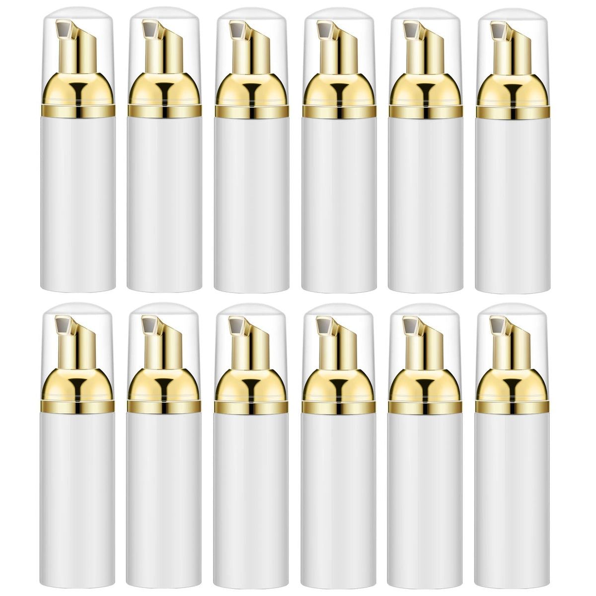 Lil Ray 2 oz empty foam bottle with gold pump, ideal for travel hand soap