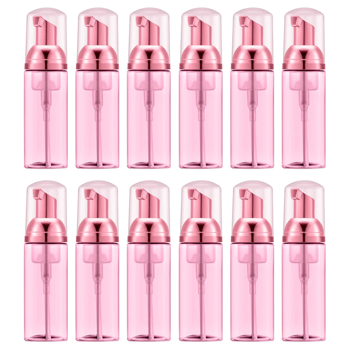Lil Ray rose red foam pump bottle 2oz; compact travel-friendly.