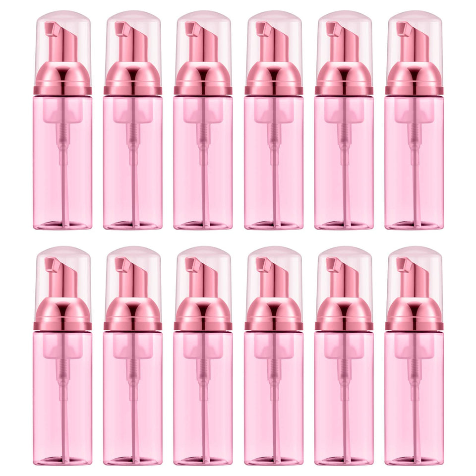 Lil Ray rose red foam pump bottle 2oz; compact travel-friendly.