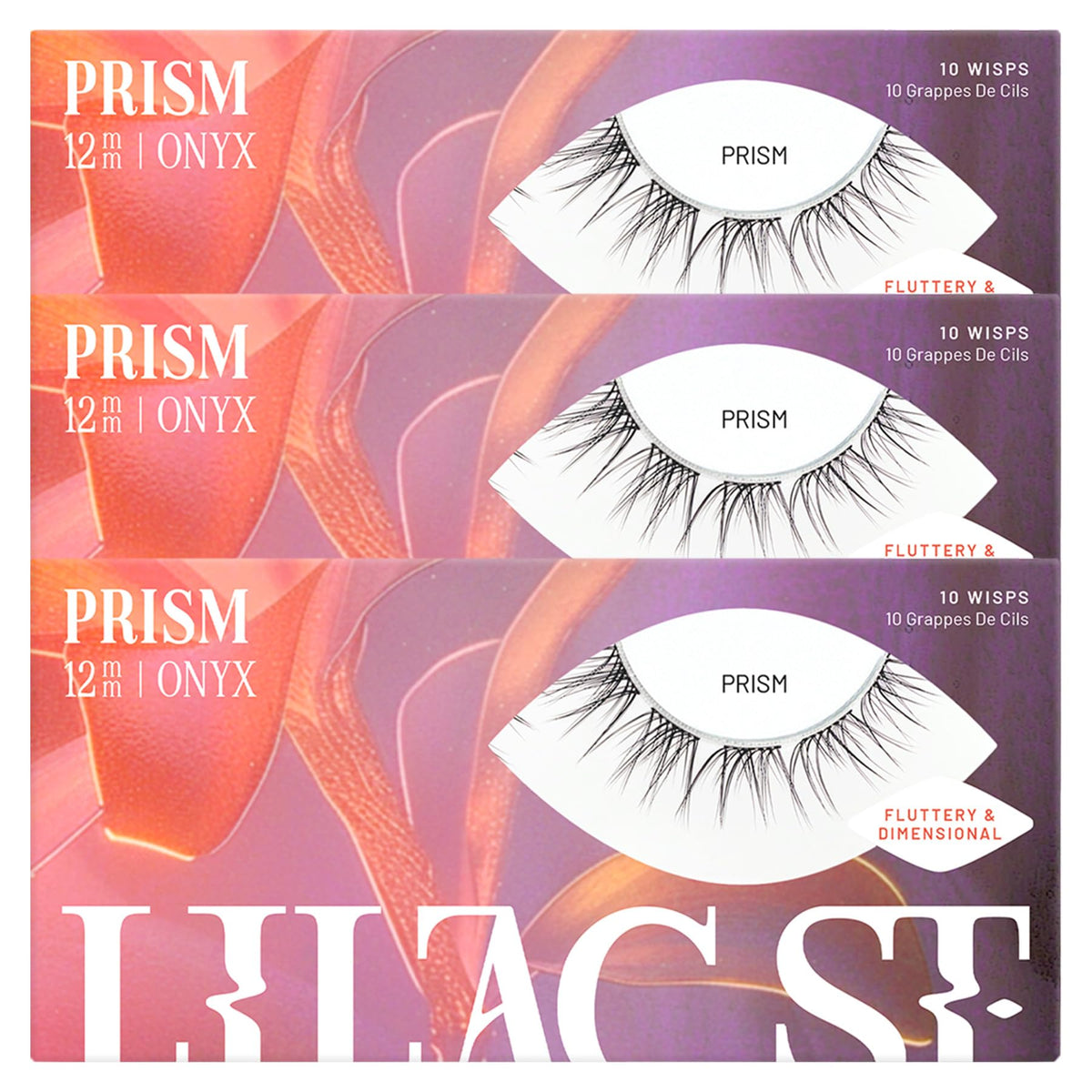 Lilac St Prism Glamorous clusters 12mm pack close-up for fluttery, natural-looking volume.
