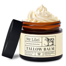 Lilei Beauty beef tallow jar closeup for dry skin hydration