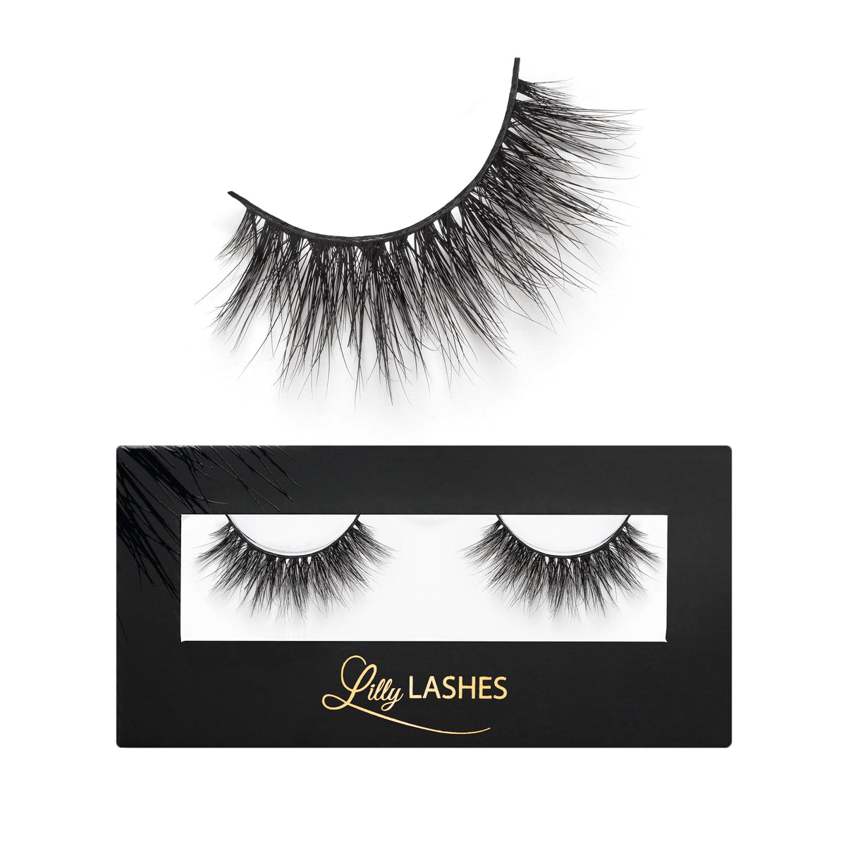 Lilly Lashes 3D Miami faux mink strip eyelashes provide dramatic volume for a bold evening look.