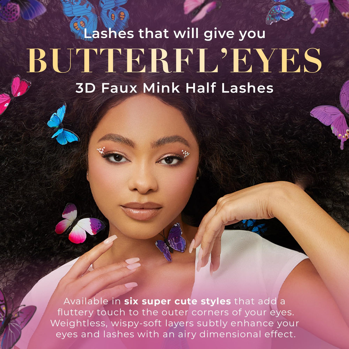 Lilly Lashes Butterfl-eyes half lash round style for everyday wear