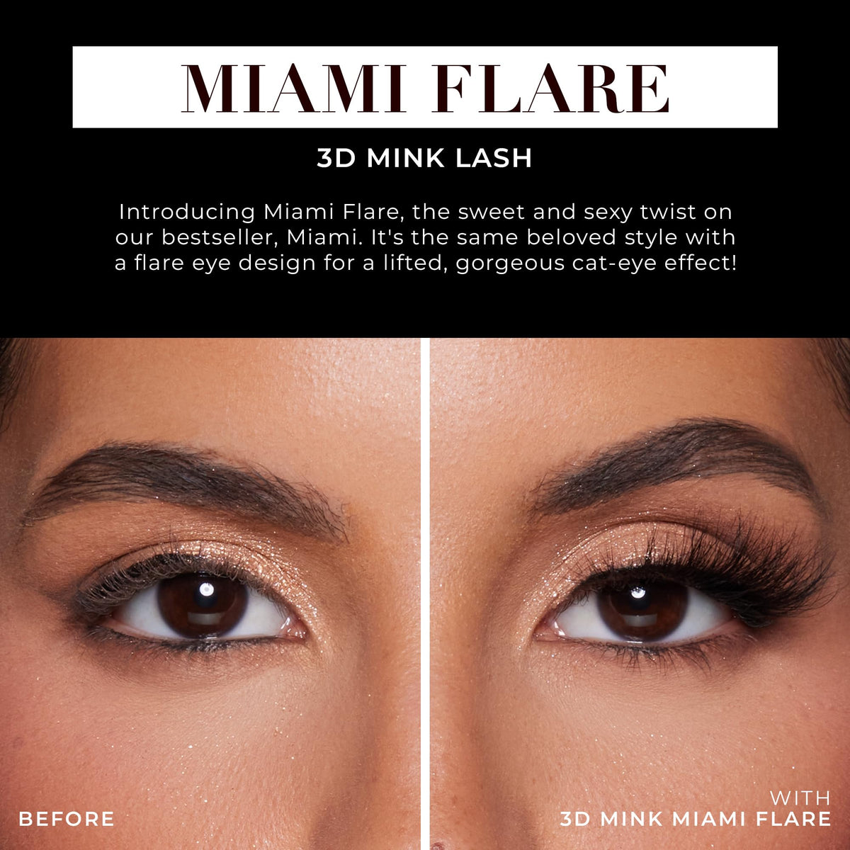 Lilly Lashes Fluffy Cat Eye Lashes add lifted outer corners for subtle drama.