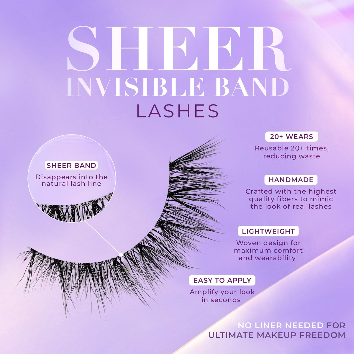 Lilly Lashes Mink feather-light feel closeup emphasizing lightweight wear.