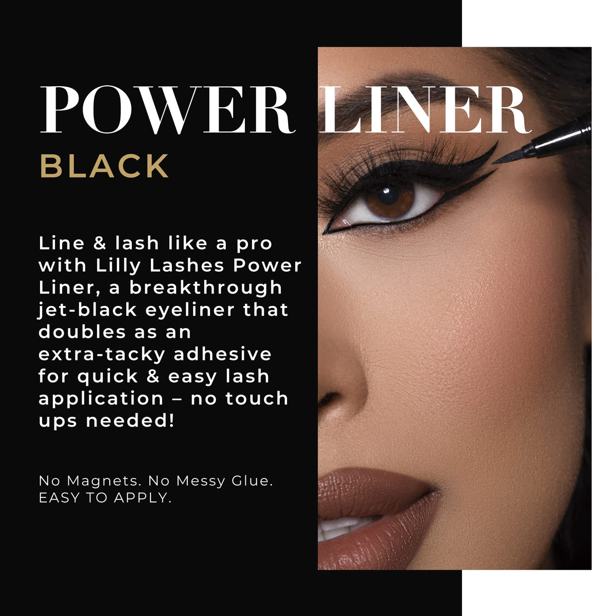 Lilly Lashes Power Liner applied in two layers on eyelid