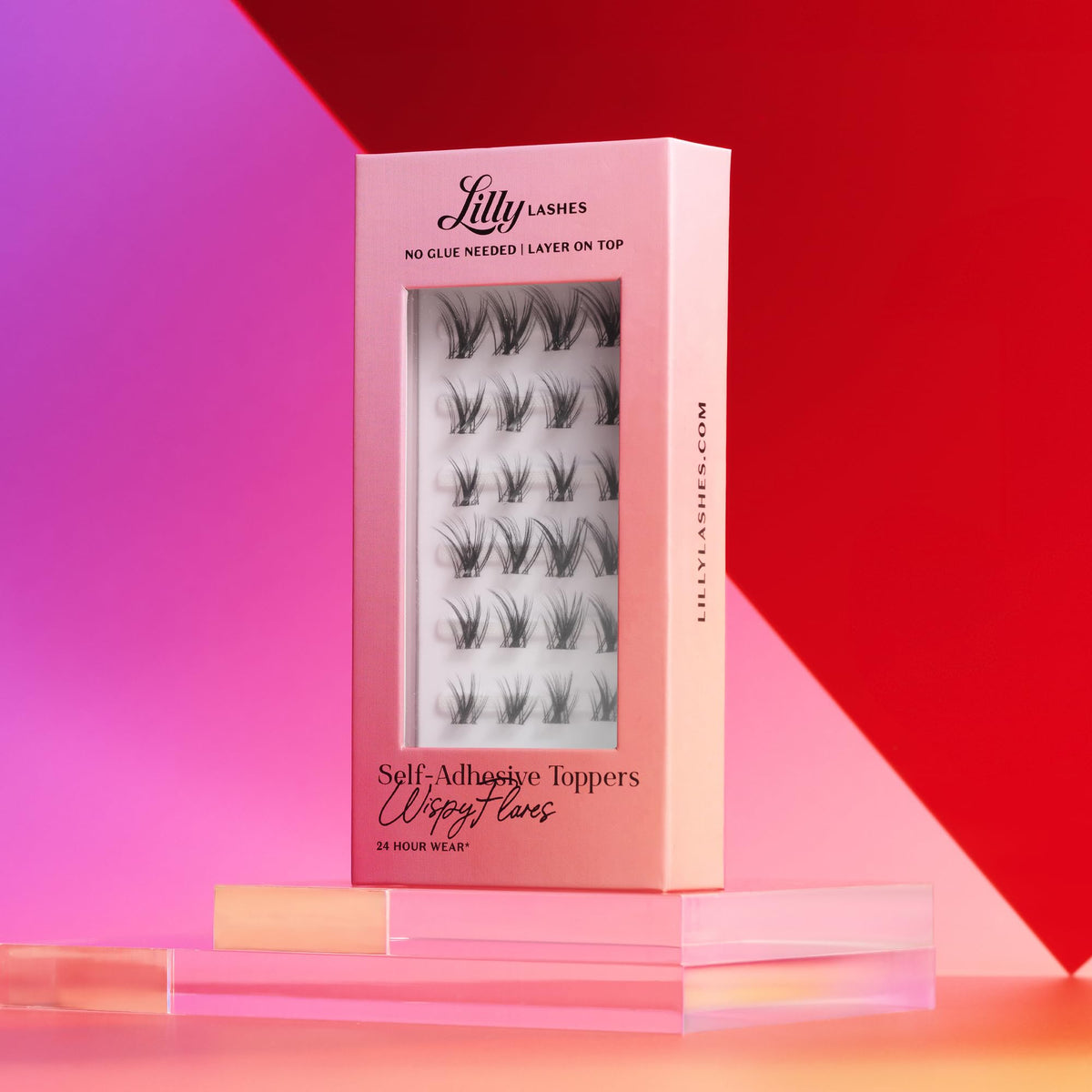 Lilly Lashes clear-band toppers blending seamlessly for invisible finish