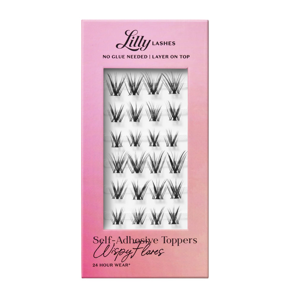Lilly Lashes self-adhesive wispy flares close-up showing natural volume