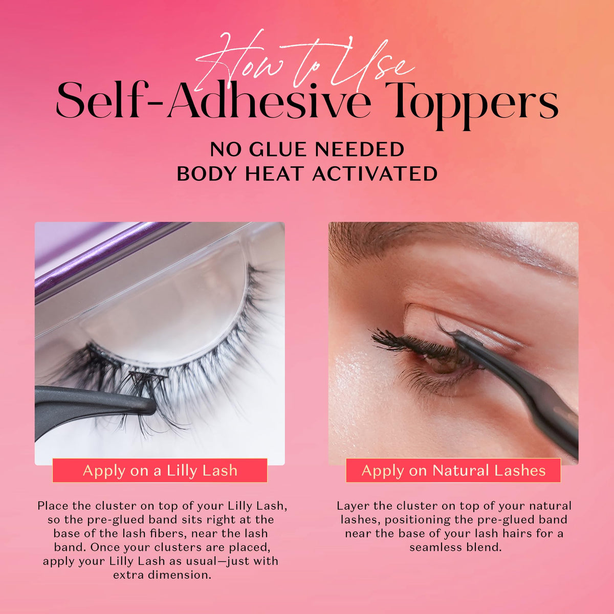 Lilly Lashes wispy flares before and after highlighting lift