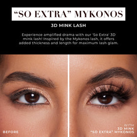 Lilly Lashes So Extra Mykonos 3D Mink Lashes closeup shows handcrafted detailing for natural lift.