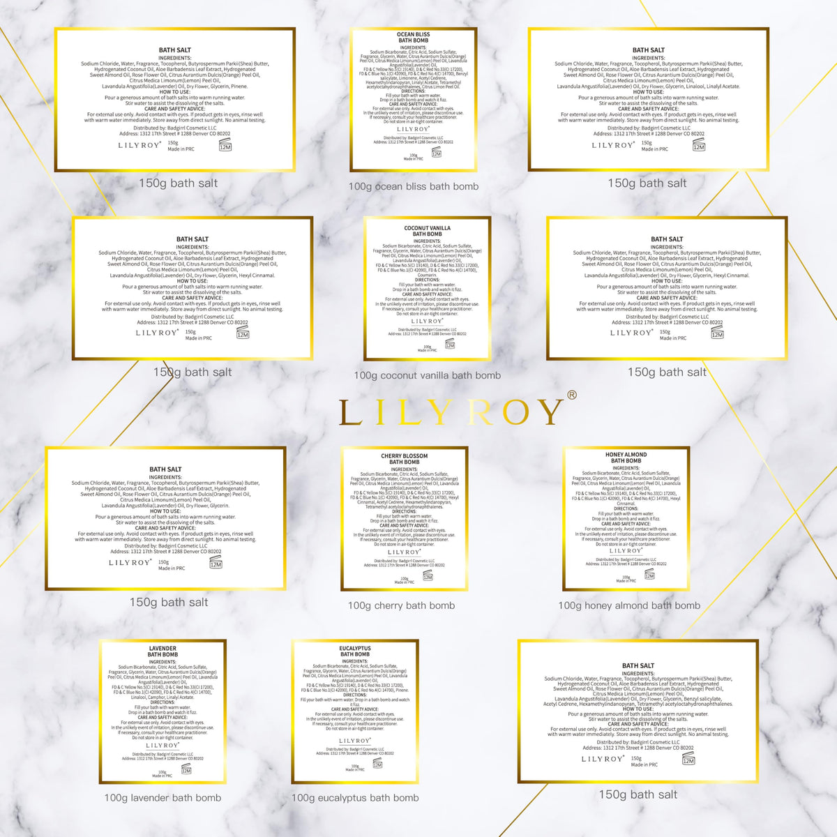 LILY ROY 12-piece floral bath set ready for gifting