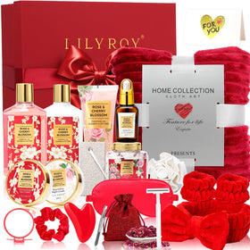 LILY ROY Mothers Day gift box featuring rose-red spa set for home pampering