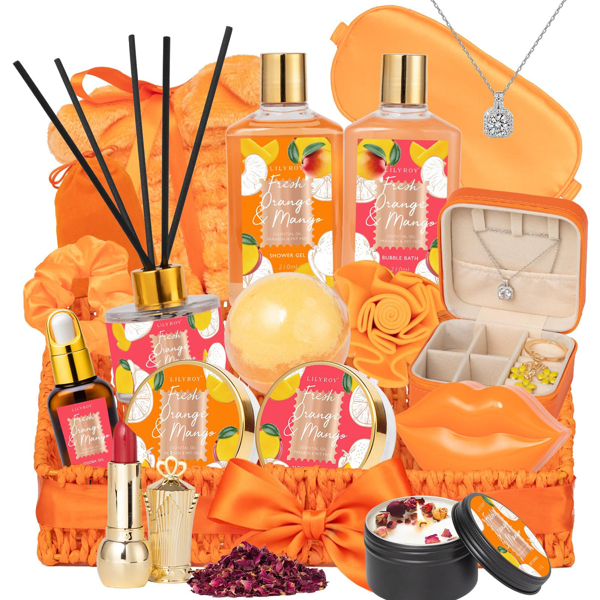LILY ROY shower gel in a premium bath basket for a refreshing cleanse.