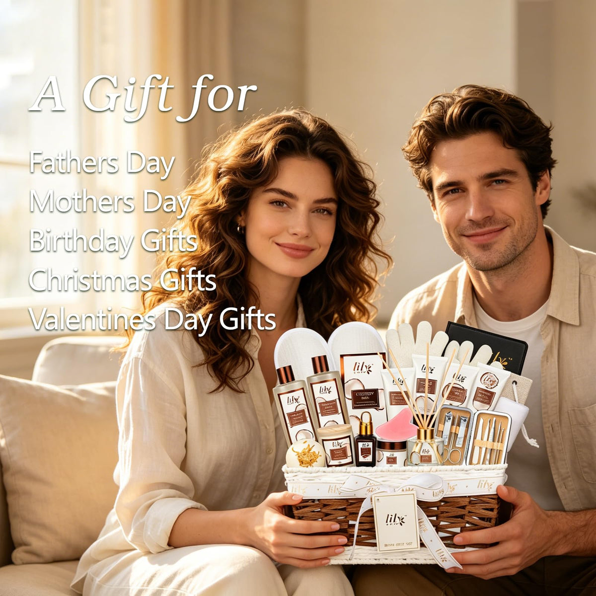 LILY ROY spa gift set variety of items shown for comprehensive self-care.