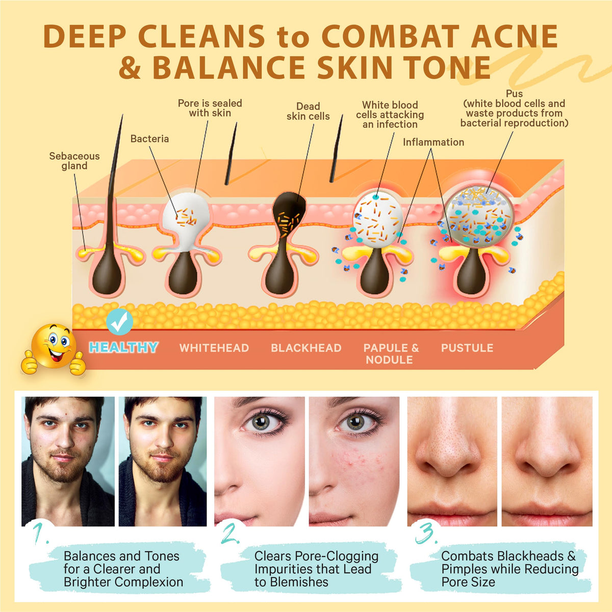 Hands applying the gel cleanser on damp skin for a gentle cleanse