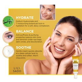 All-natural, cruelty-free formulation from LILY SADO Milk+Manuka Eye Repair Cream.