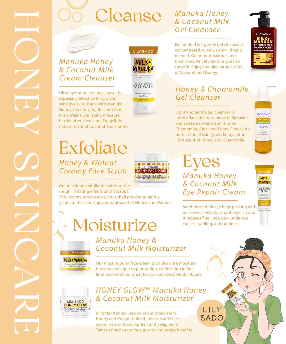 LILY SADO Show Me The Honey applying cleanser on face demonstrates daily routine use