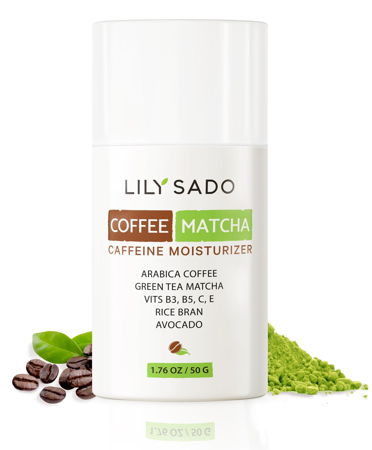 LILY SADO Tea+C moisturizer bottle highlights antioxidant-rich skincare action
