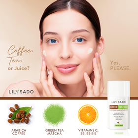 LILY SADO Tea+C pump demonstrates easy, non-greasy hydration for radiant skin