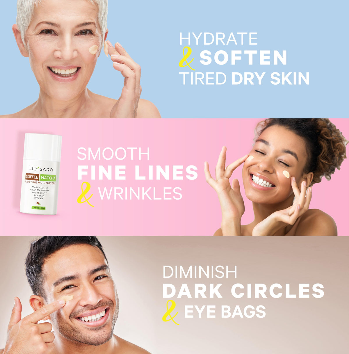 Vegan and cruelty-free packaging visuals for Tea+C moisturizer