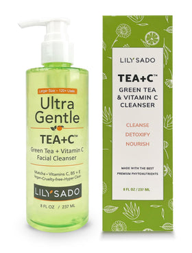 LILY SADO Tea+C cleanser bottle for gentle daily cleansing