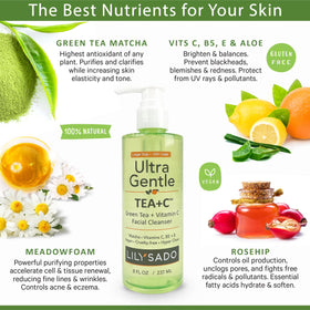 LILY SADO Tea+C lather on skin showing gentle cleansing action