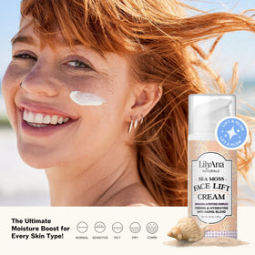 LilyAna Naturals Bakuchiol Face Lift Cream application shot demonstrates smooth, even application.