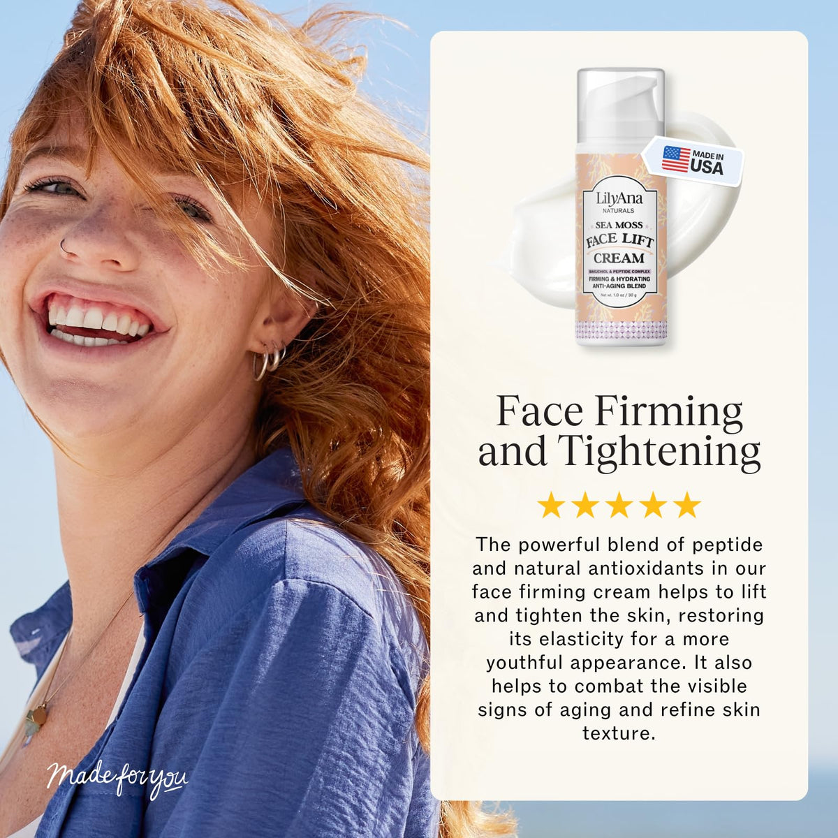 LilyAna Naturals Bakuchiol Face Lift Cream night routine context suggests overnight care.