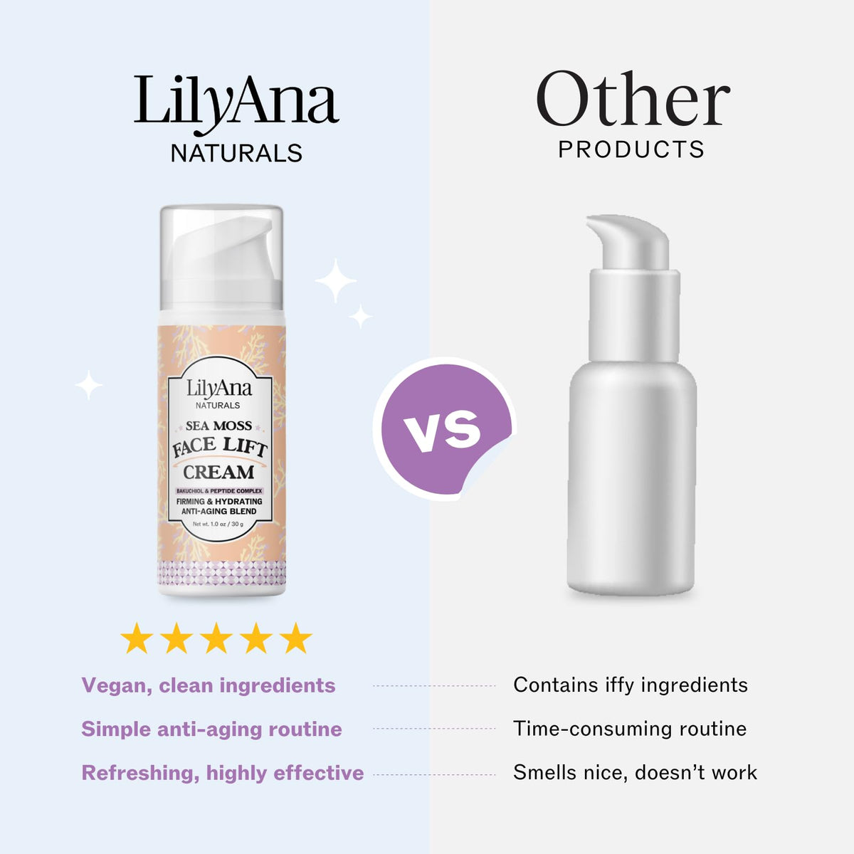 LilyAna Naturals Bakuchiol Face Lift Cream USA made badge on packaging.