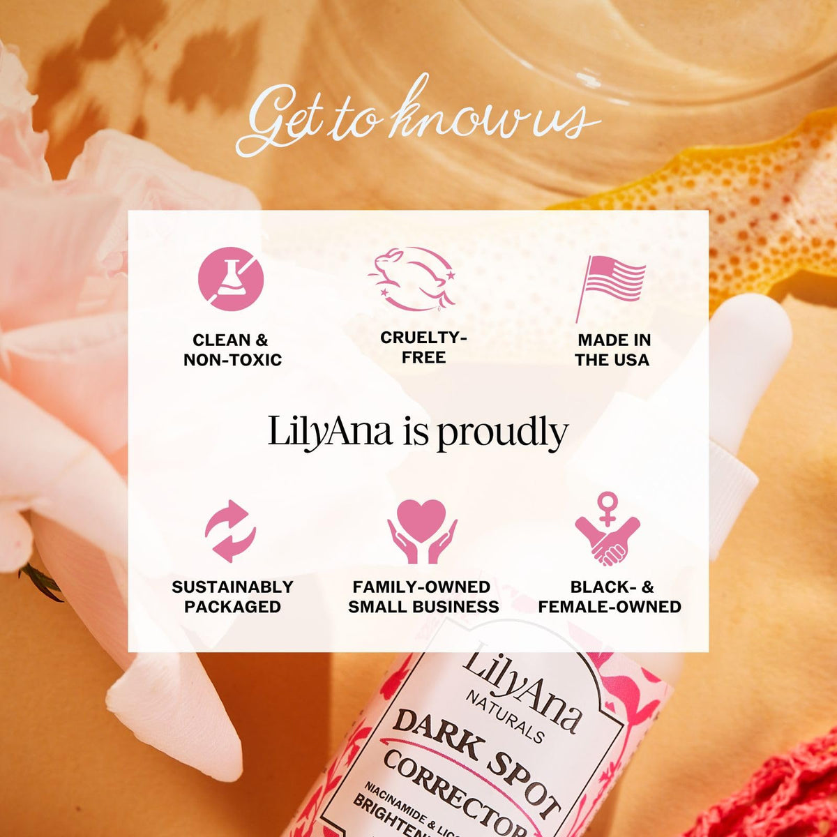 LilyAna Naturals Dark Spot Corrector suitable for face and body use.