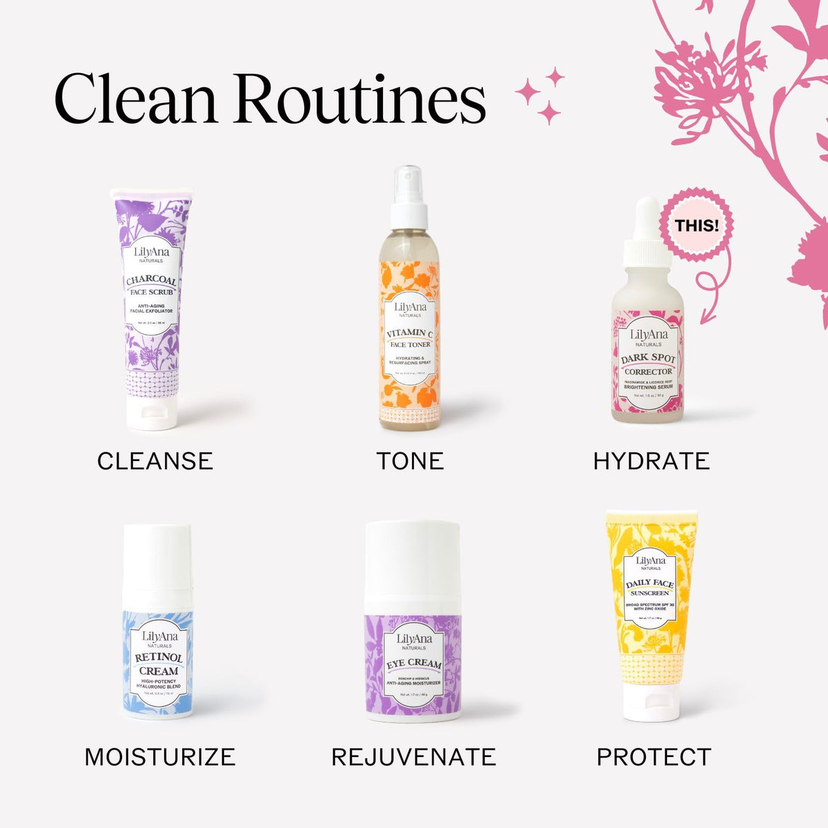 LilyAna Naturals Dark Spot Corrector brand seal showing trusted beauty standards.
