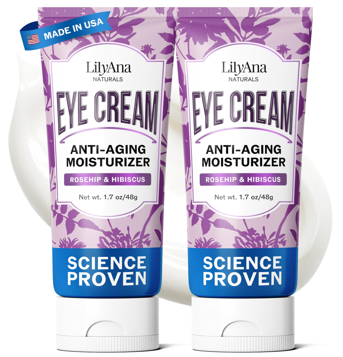 LilyAna Naturals eye cream for dark circles brightens and hydrates the under-eye area.