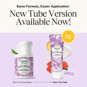 LilyAna Naturals eye cream reduces puffiness with rosehip and hibiscus complex.