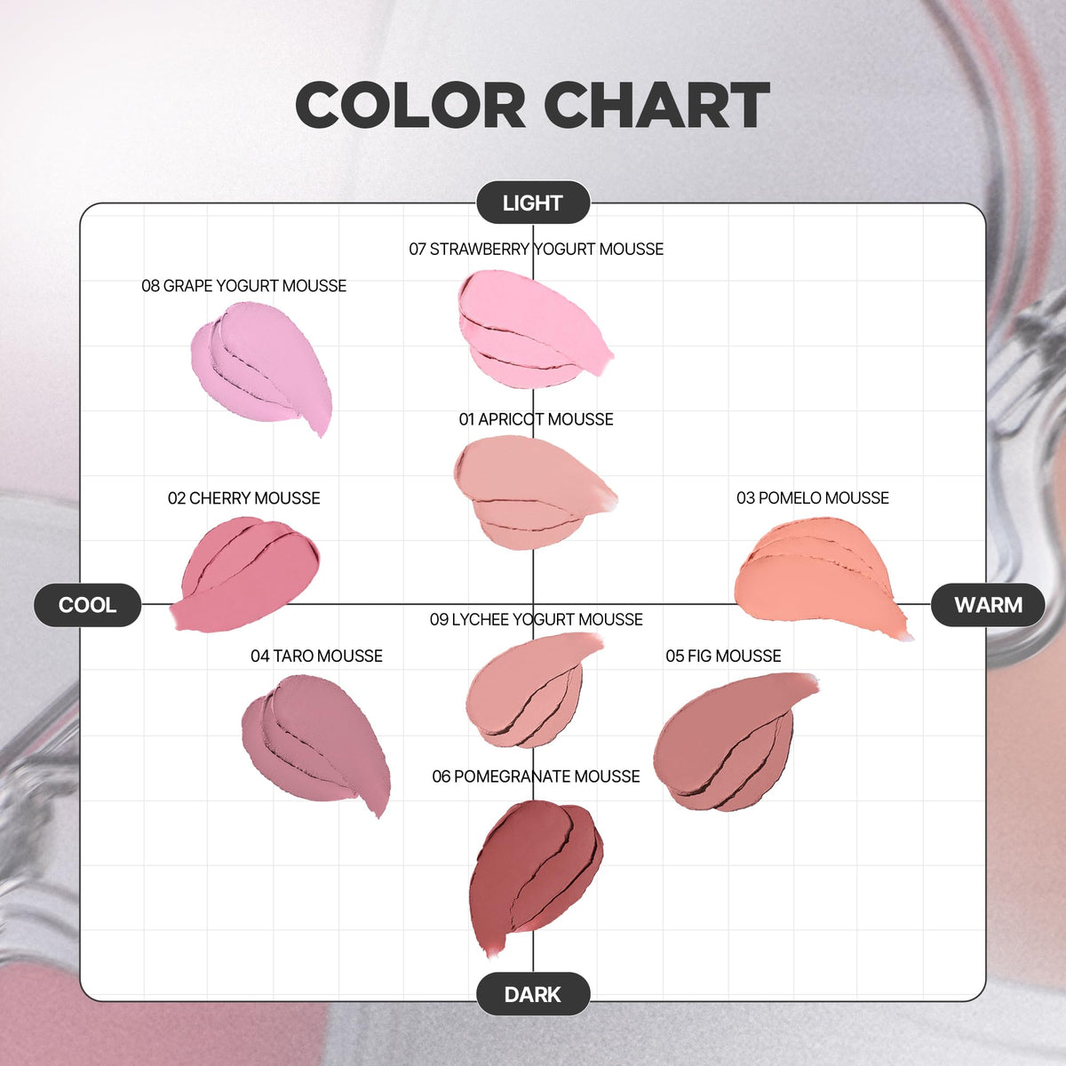 Lilybyred Luv Beam Cheek Mousse swatch demonstrates seamless layering for natural glow.
