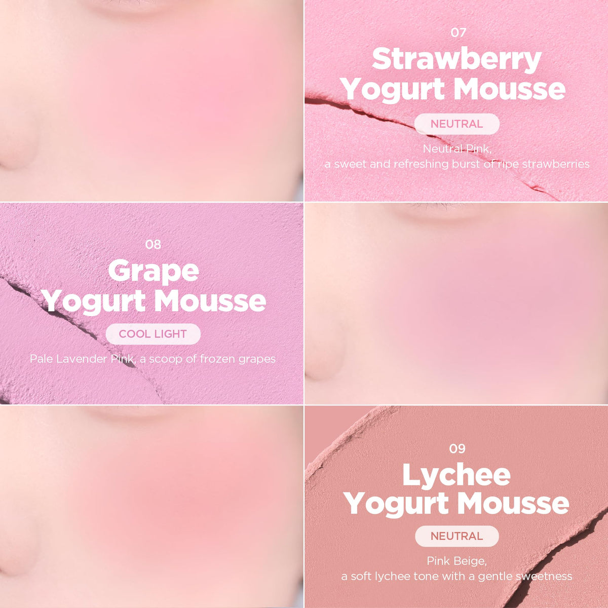 Lilybyred Luv Beam Cheek Mousse soft focus blur effect on cheeks.